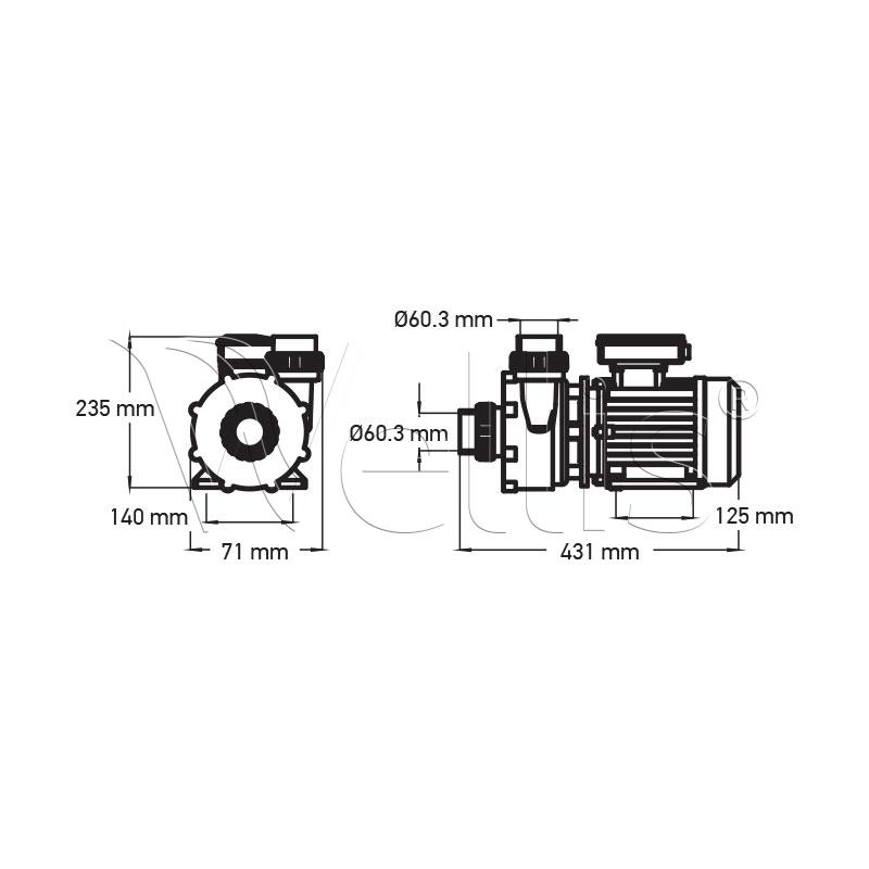 Motor 3/0.6HP 2200 W (WP300-II) – Bild 3